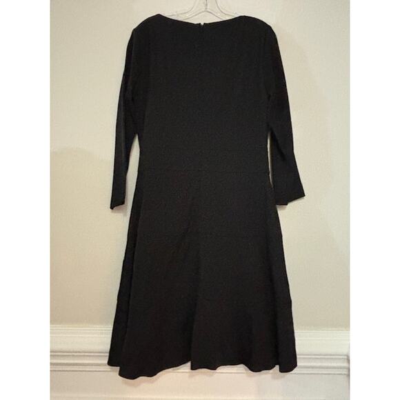 Reiss Black Dress Sz 8 A-Line Midi 3/4 Sleeve Career Minimalist Capsule Classic - Picture 2 of 8